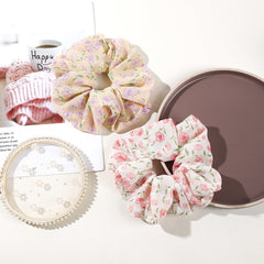 Floral Print Scrunchies Chiffon Hair Tie Ponytail Holder