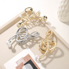 Music Note Hair Claw Faux Pearl Inlaid Hair Accessories For Women