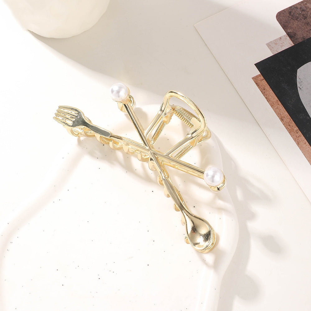 Music Note Hair Claw Faux Pearl Inlaid Hair Accessories For Women
