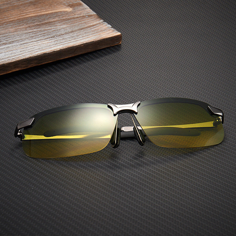 Men's Polarized Sunglasses Retro Metal Frame Night Dual Use Driving Fishing