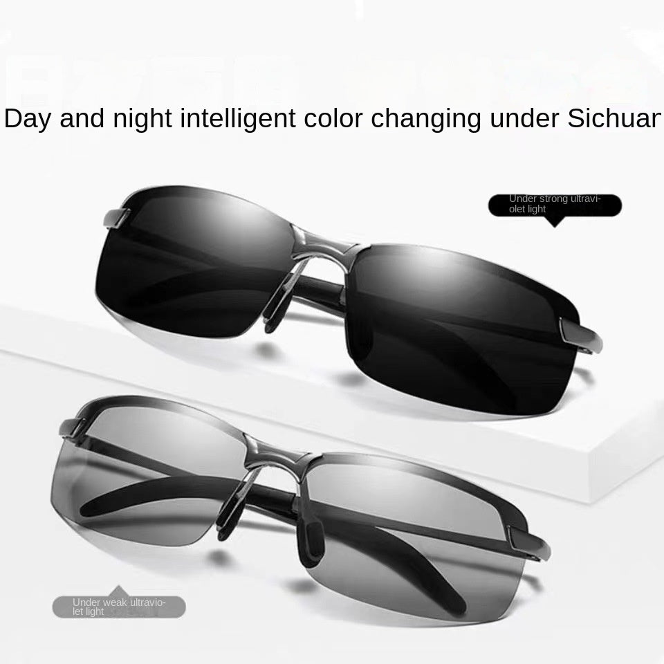 Men's Polarized Sunglasses Retro Metal Frame Night Dual Use Driving Fishing