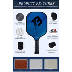 Carbon Fiber Pickleball Set Paddles 4 Balls Packing Bag