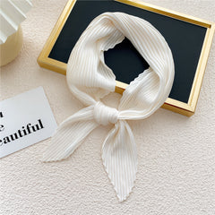 Solid Pleated Bandana Casual Neckerchief Scarf Head Wrap Bag Charm Gift