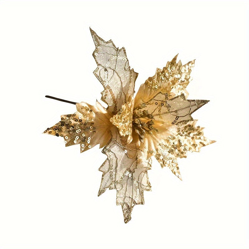 Christmas Tree Flower Arrangement Sequins Window Scene Decoration