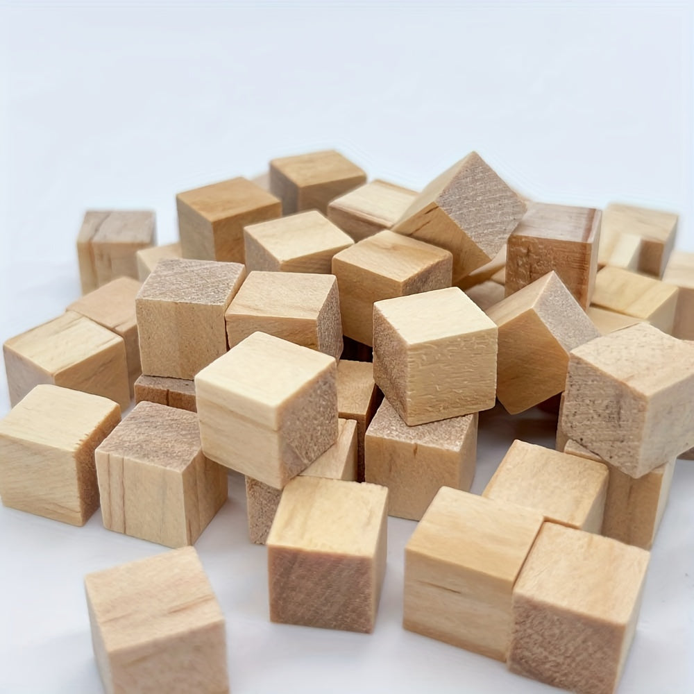 50pcs Unfinished Small Wood Cubes For Crafts And Puzzle Making