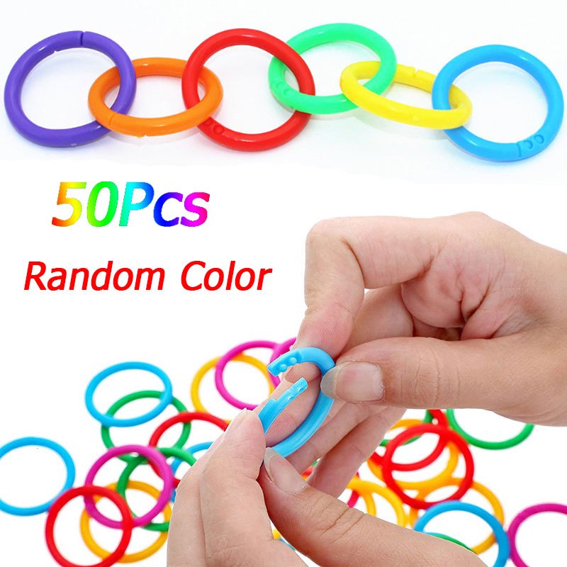 50pcs 15mm Plastic Ring Binder DIY Albums Circle Loose leaf Book Hoops