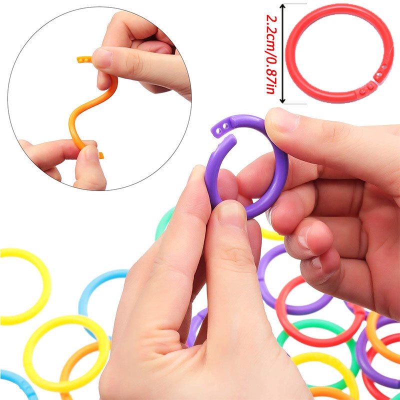 50pcs 15mm Plastic Ring Binder DIY Albums Circle Loose leaf Book Hoops