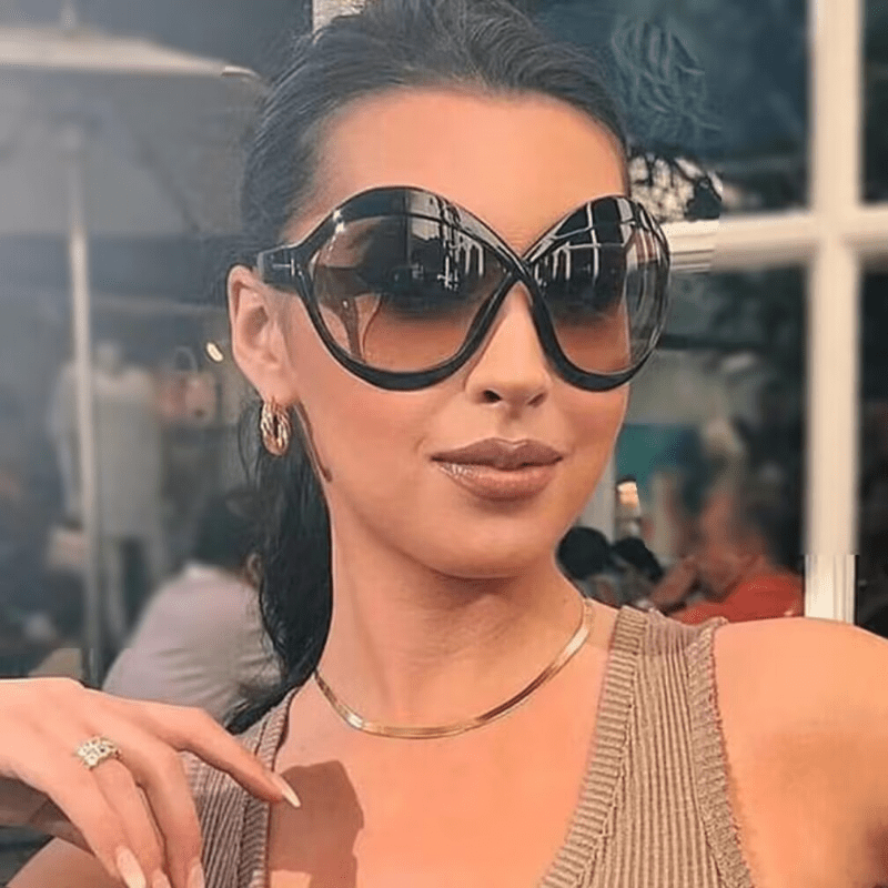Oversized Round Sunglasses Gradient Lens Hollow Glasses UV400