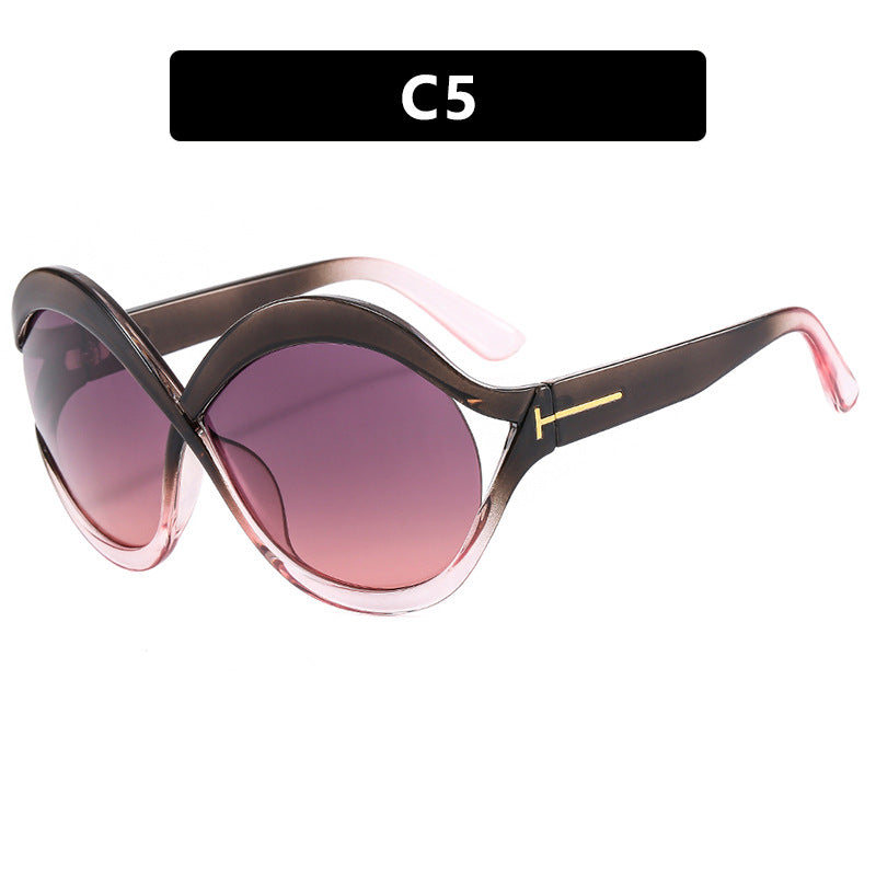 Oversized Round Sunglasses Gradient Lens Hollow Glasses UV400