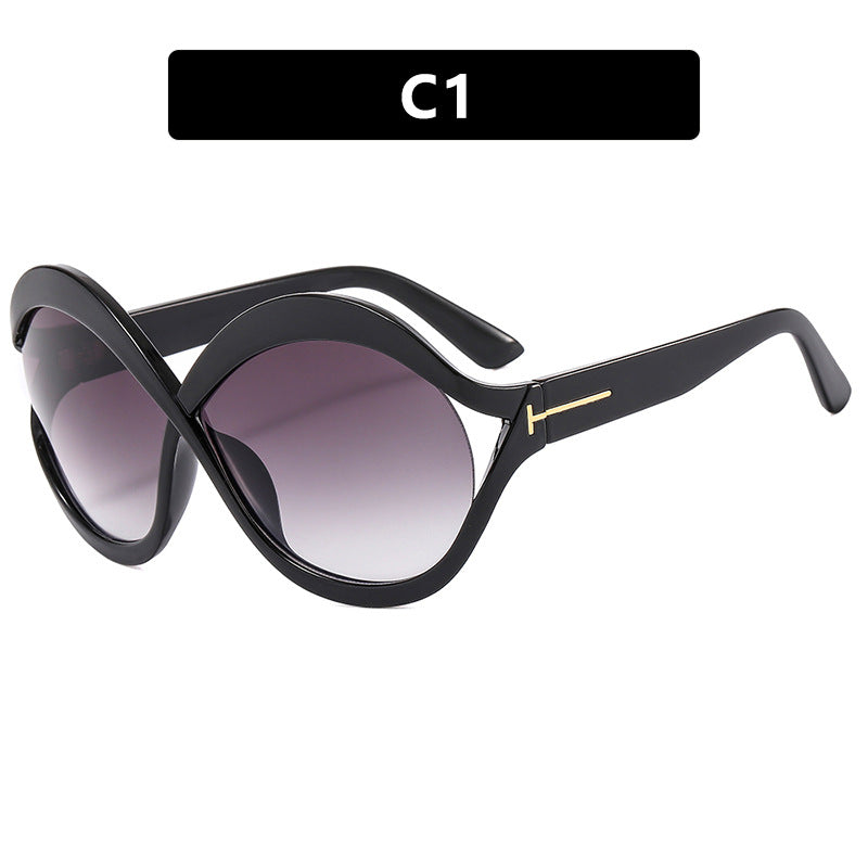 Oversized Round Sunglasses Gradient Lens Hollow Glasses UV400