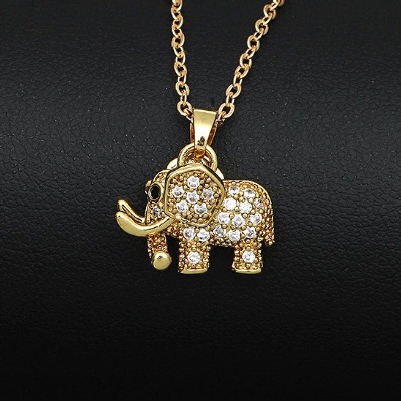 Elephant Pendant Necklace Rhinestone Holiday Birthday Gift