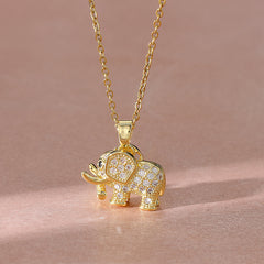 Elephant Pendant Necklace Rhinestone Holiday Birthday Gift