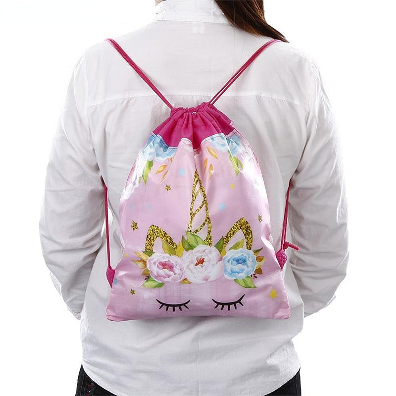 Unicorn Pattern Drawstrings Backpack for Kids