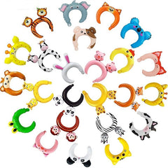 24 Packs Inflatable Animals Headband Zoo Safari Balloons Hat Jungle Theme