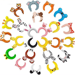 24 Packs Inflatable Animals Headband Zoo Safari Balloons Hat Jungle Theme