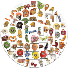 69PCS Funny Meme Cat & Food Stickers Toy Laptop Skateboard Phone Car