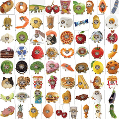 69PCS Funny Meme Cat & Food Stickers Toy Laptop Skateboard Phone Car