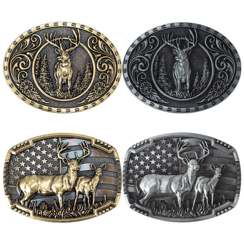 Bear Deer Skin Buckle Alloy Belt Buckle Decorative Accessory For Men