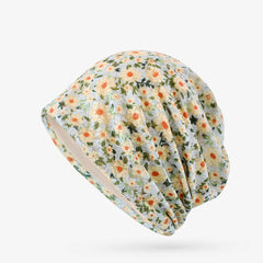 Lace Flower Print Beanie Lightweight Skull Cap For Women Men