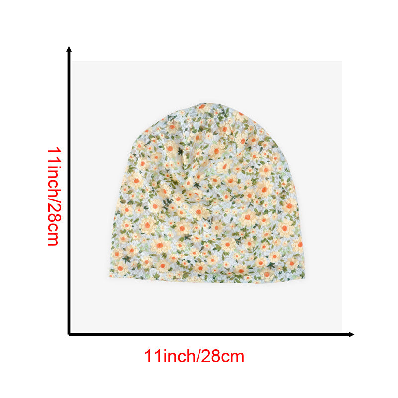 Lace Flower Print Beanie Lightweight Skull Cap For Women Men