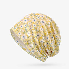 Lace Flower Print Beanie Lightweight Skull Cap For Women Men