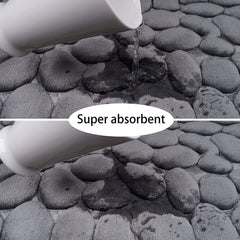 Cobblestone Embossed Memory Foam Bath Mat - Non Slip Washable Rug
