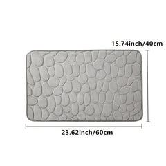 Cobblestone Embossed Memory Foam Bath Mat - Non Slip Washable Rug