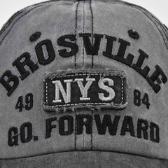 NYS Embroidery Patch Baseball Cap Washed Distressed Adjustable Sun Hat Unisex