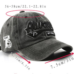 Always 75 Embroidery Baseball Cap Washed Distressed Adjustable Sun Hat Unisex