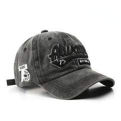 Always 75 Embroidery Baseball Cap Washed Distressed Adjustable Sun Hat Unisex