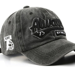 Always 75 Embroidery Baseball Cap Washed Distressed Adjustable Sun Hat Unisex