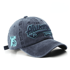 Always 75 Embroidery Baseball Cap Washed Distressed Adjustable Sun Hat Unisex