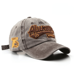 Always 75 Embroidery Baseball Cap Washed Distressed Adjustable Sun Hat Unisex