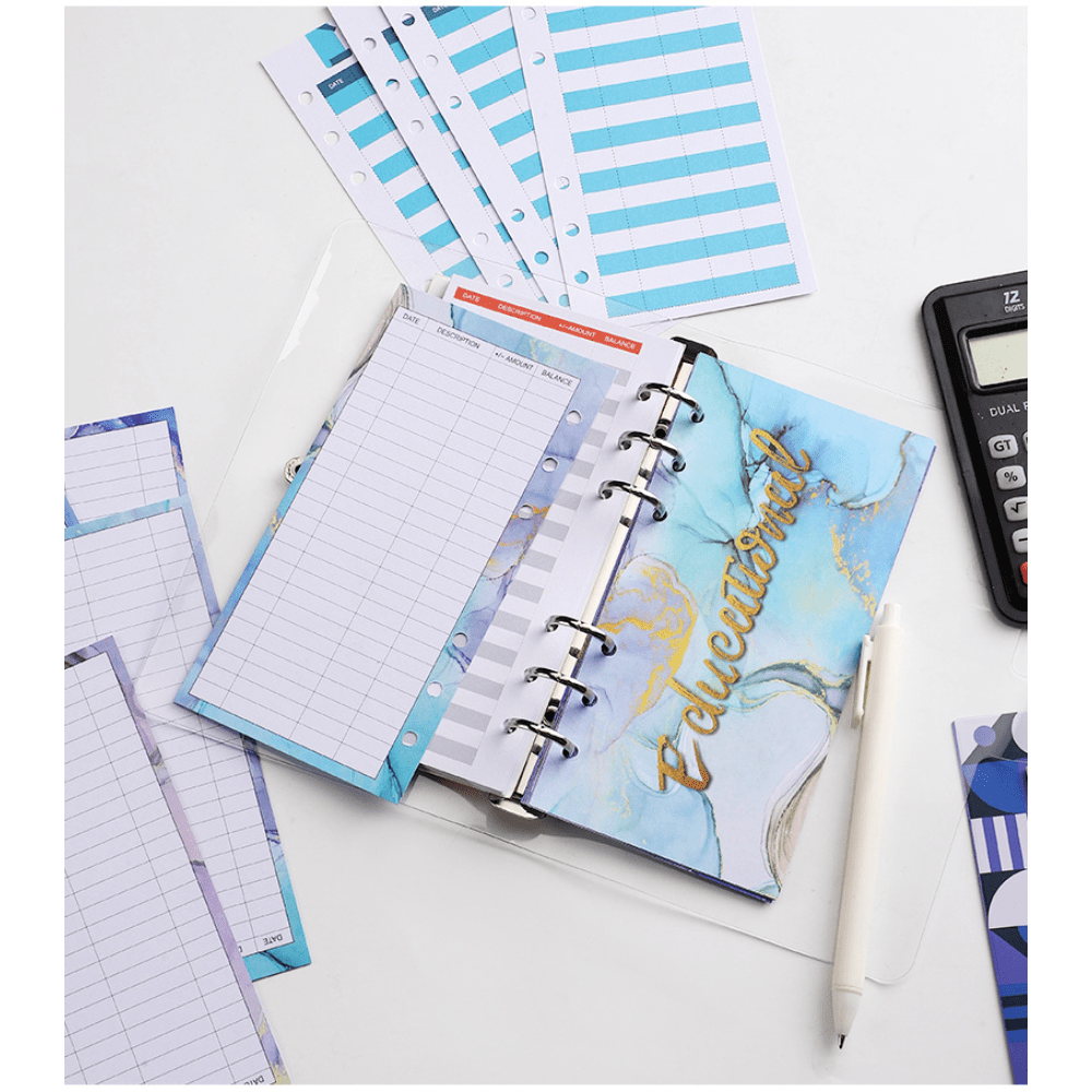 12pcs Colorful Marble Pattern Budget Card for Finance Budget Plan Business