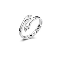 Adjustable Couple Hug Ring Wedding Band Wrap Hand Ring Jewelry