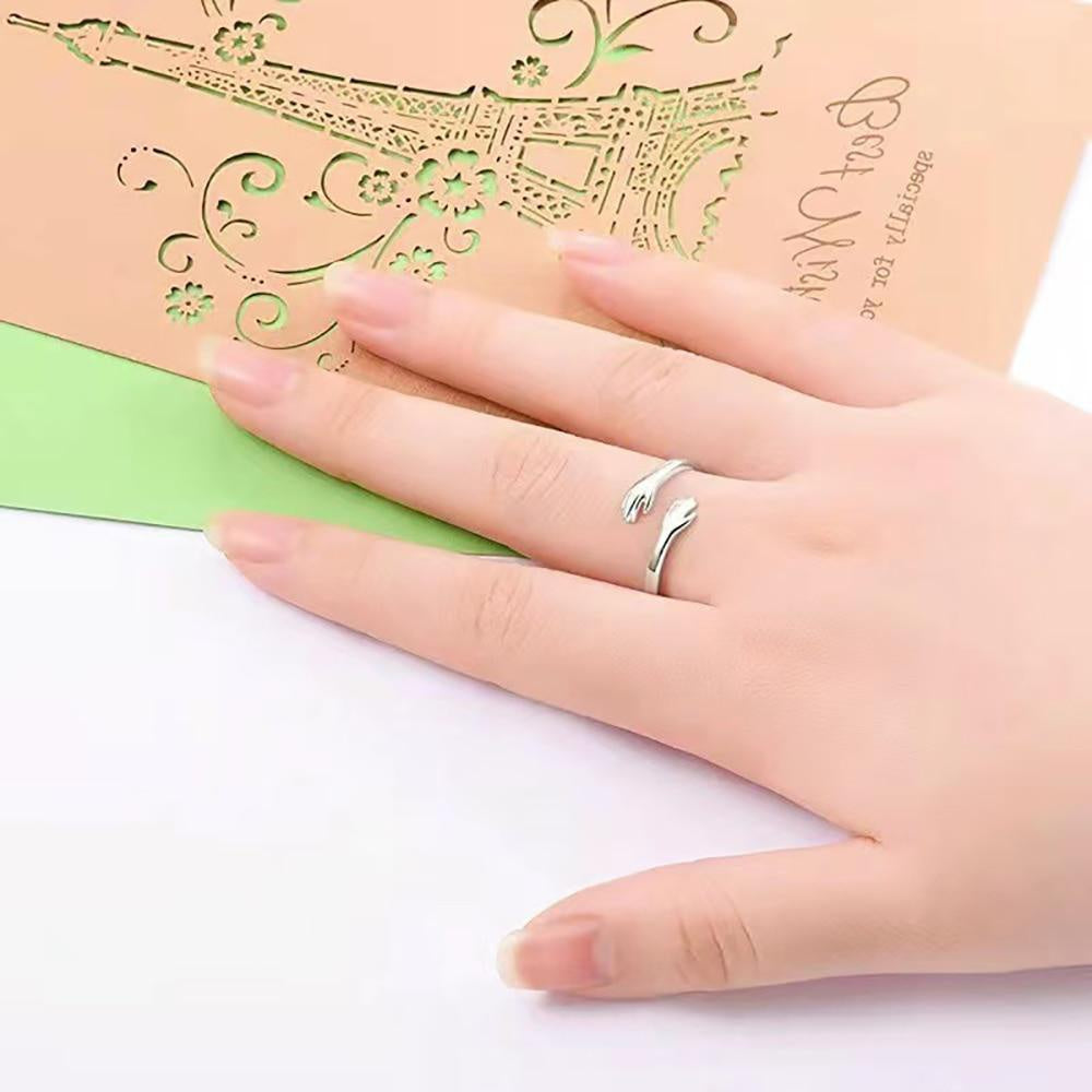 Adjustable Couple Hug Ring Wedding Band Wrap Hand Ring Jewelry