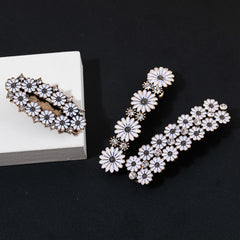 Alloy Daisy Hair Clip Chrysanthemum Rhinestone French Barrette