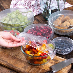 100pcs Disposable Food Covers Plastic Wrap Elastic Food Lids For Storage