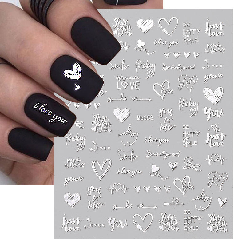 1pcs Heart & Flower 3D Laser Nail Stickers Nail Art Decoration & Accessories