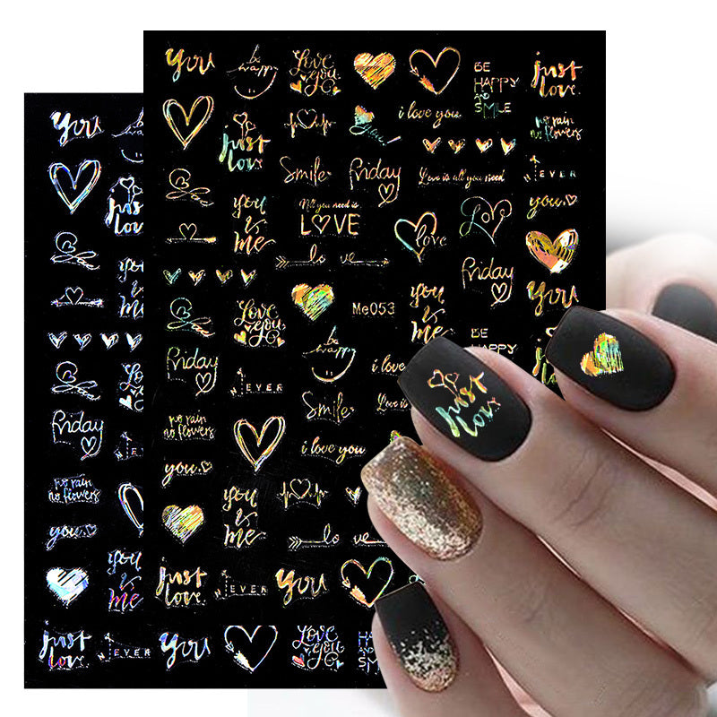 1pcs Heart & Flower 3D Laser Nail Stickers Nail Art Decoration & Accessories