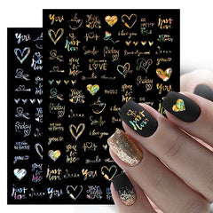 1pcs Heart & Flower 3D Laser Nail Stickers Nail Art Decoration & Accessories