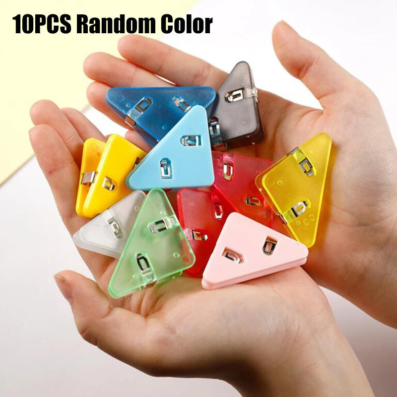 10pcs Triangle Binder Transparent File Corner Clip School Supplies