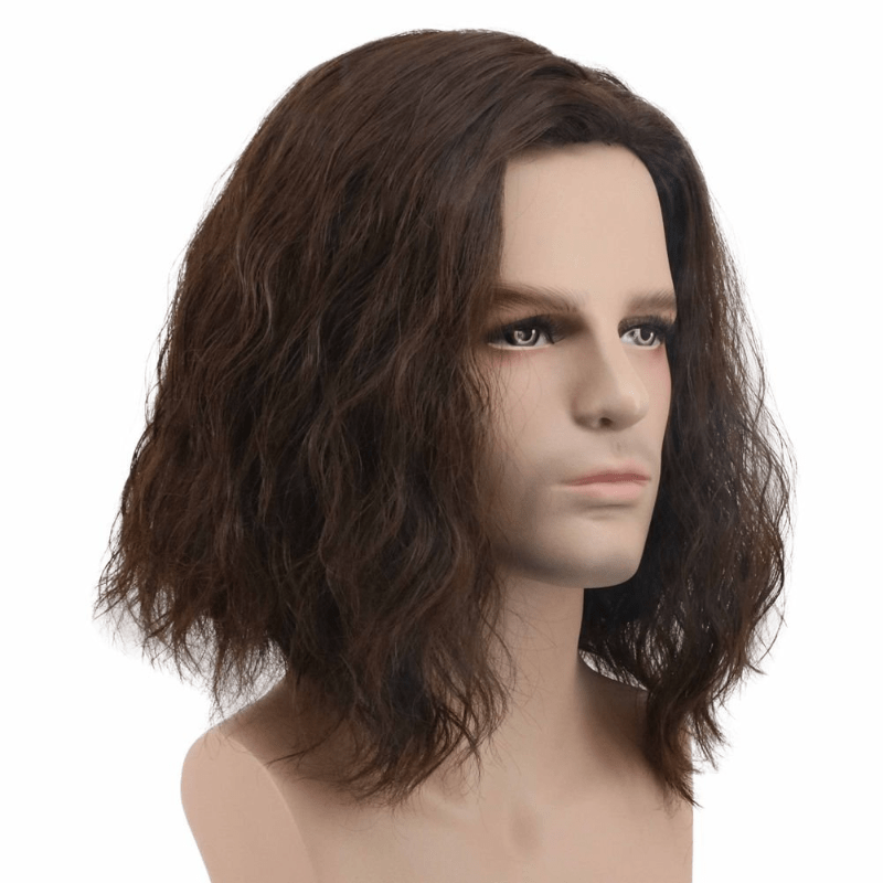 Men's Short Curly Brown Wig Halloween Cosplay Anime Costume Wig