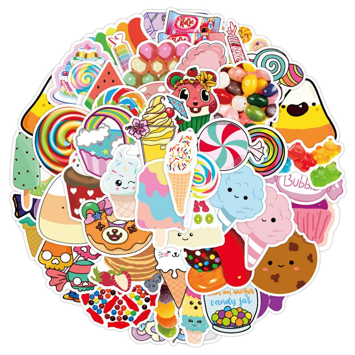 50pcs Candy Doodle Stickers Student Learning Outdoor Play DIY Party Stickers