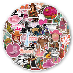 50 Cowgirl Cowboy Girl Doodle Stickers for Outdoor Play and DIY Projects