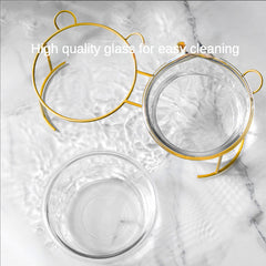 Glass Elevated Cat Bowls with Anti Slip Stand