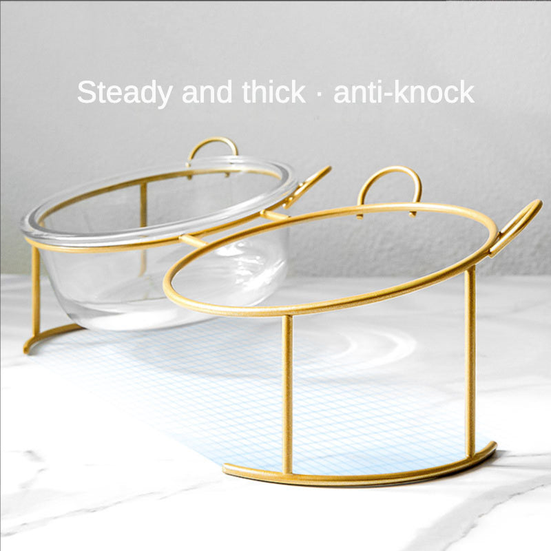 Glass Elevated Cat Bowls with Anti Slip Stand
