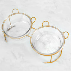 Glass Elevated Cat Bowls with Anti Slip Stand