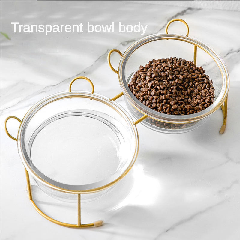 Glass Elevated Cat Bowls with Anti Slip Stand