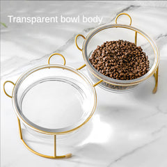 Glass Elevated Cat Bowls with Anti Slip Stand